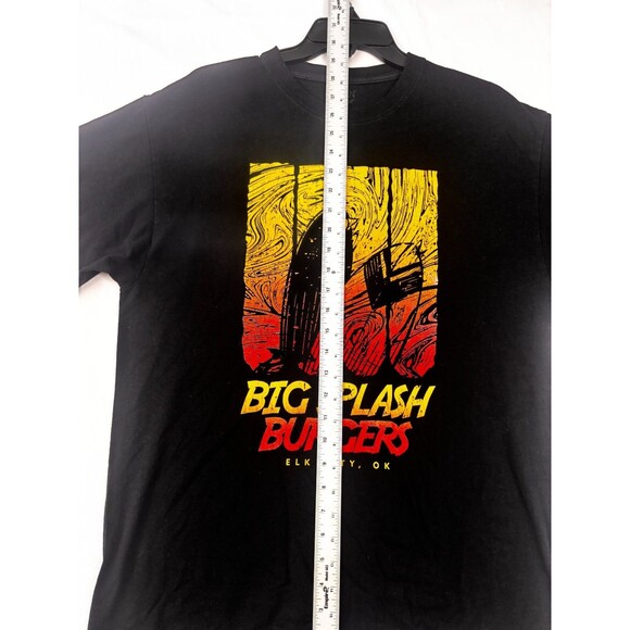 Big Splash Burgers Men’s Large Black Graphic T-Shirt Gildan DryBlend Surf Wave - Picture 4 of 6